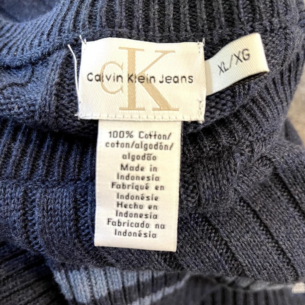 Calvin Klein Jeans Sweater XL Navy Blue Vintage 90s Y2K Ribbed Normcore Grunge - Picture 4 of 11